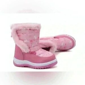 Merence Winter Snow Boots Girls Size 23 US 7 Pink Unicorn Furry Trim Cozy Warm P